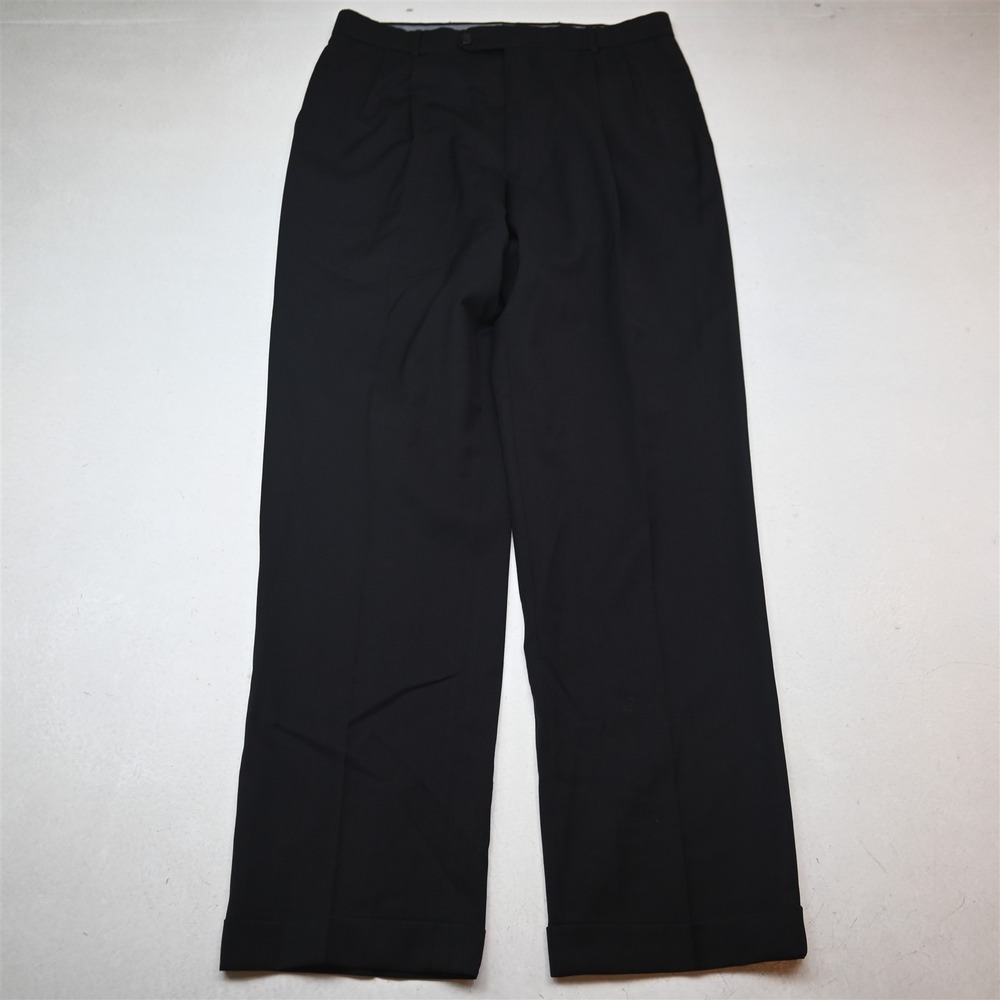 Ballin 34x34 Navy Blue Super 120s Wool Comfort Eze Pleated Cuffed Dress Pants